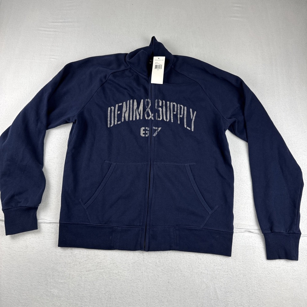 New! Denim & Supply Ralph Lauren Mens Full Zip Hoodie Medium Navy Comfort